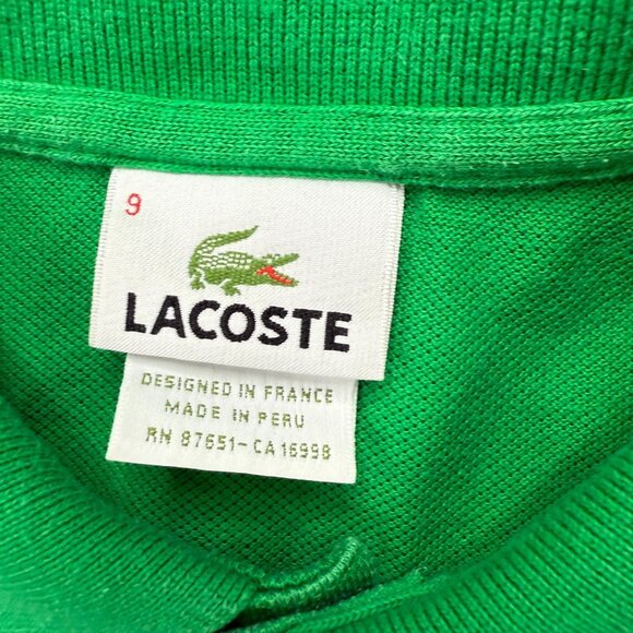 Lacoste Polo Shirt Men 9 Green Solid Classic Fit Cotton Pique Knit 55" x 29" - Picture 5 of 12